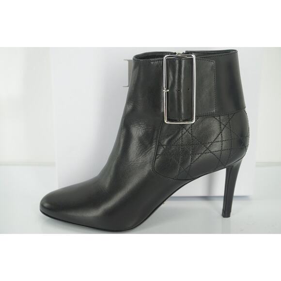 Christian Dior Black Leather Pointy Toe High Heel Ankle Boot Size 38.5 $1150 NIB - Picture 1 of 10